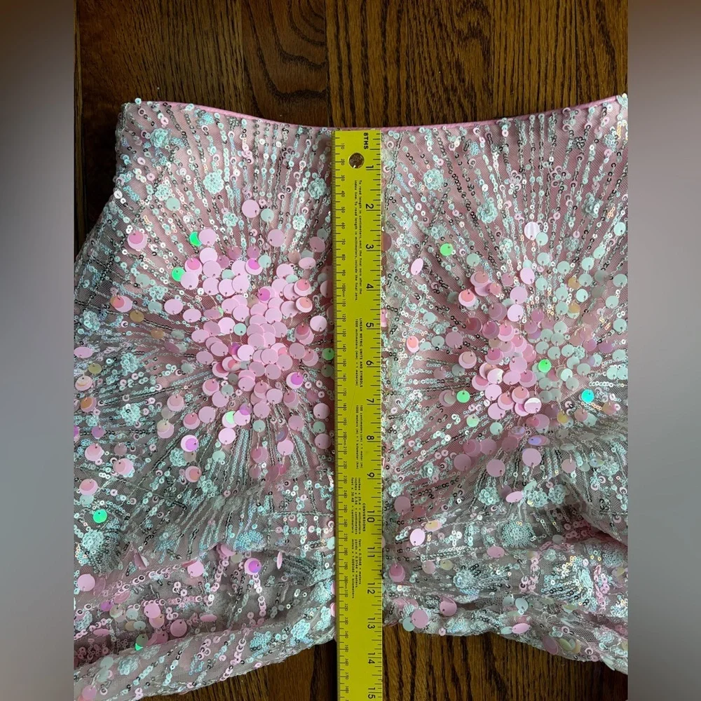 Eliya The Label Alyce Pink Sequin Flare Pants US 4 High Waist SOLD OUT - Picture 9 of 12